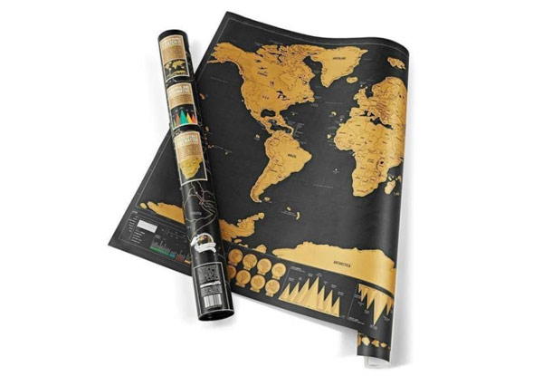 Deluxe Travel Scratch Off World Map - Options for up to Three Maps