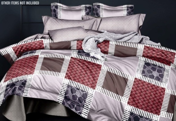 Three-Piece Square Printed Reversible Duvet Cover Set - Three Sizes Available