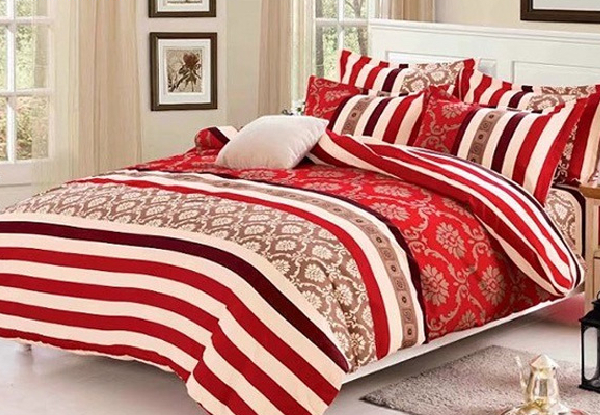 1000TC Red Three-Piece Reversible Duvet Cover Set with Oxford Pillow Cases - Three Sizes Available