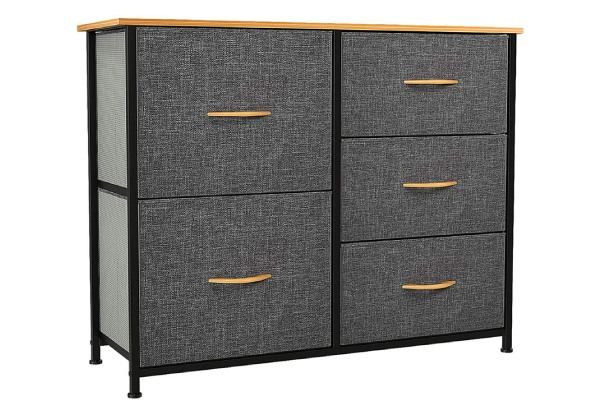 Two-Drawer Steel Frame Fabric Bedside Table - Option for Five or Seven Drawer Storage Towers