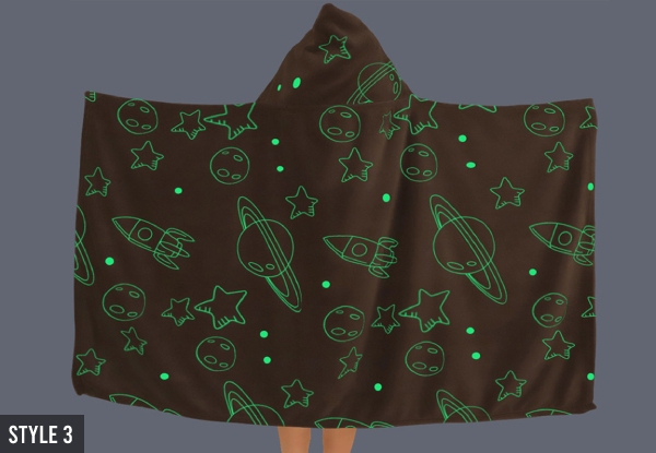 Hooded Flannel Glow-in-the-Dark Blanket - Four Styles Available