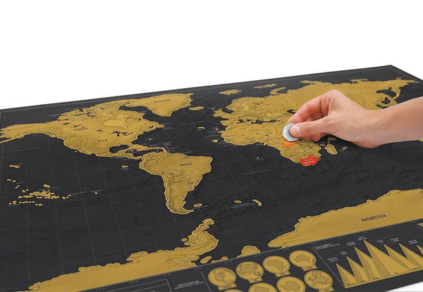 Deluxe Travel Scratch Off World Map - Options for up to Three Maps