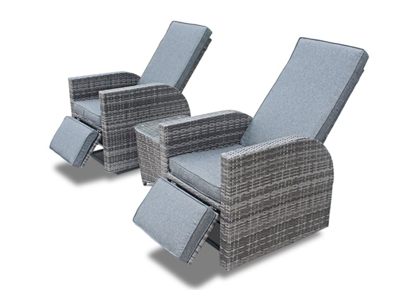 Two Outdoor Recliners with Coffee Table