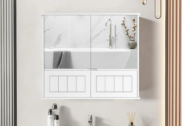 Bathroom Cabinet Mirror with Four Doors