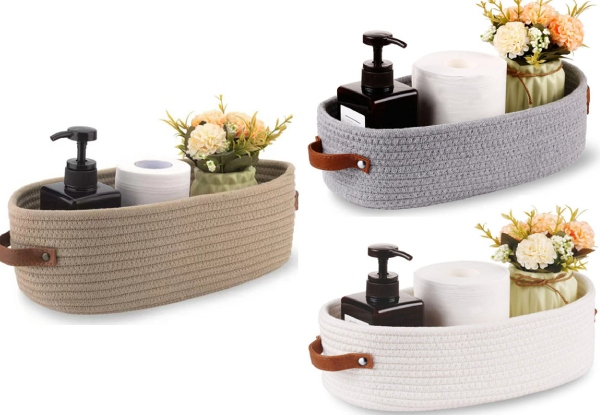 Two-Pack Woven Storage Basket - Available in Three Colours & Options for Two-Set