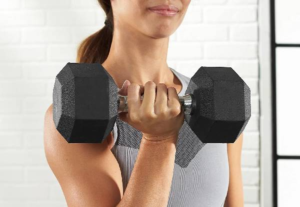 Two Rubber Encased Hex Dumbbell - Option for 5kg, 10kg, 15kg or 20kg