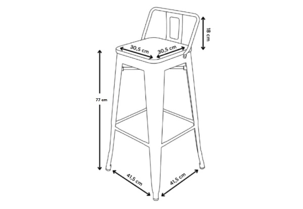 Four-Piece Bar Stool Chair with Removable Back