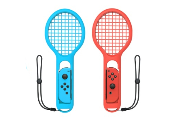 Two-Pack of Gaming Accessories Compatible with Nintendo Switch Joy Con - Option for Tennis Racket Cases or Racing Games Steering Wheels