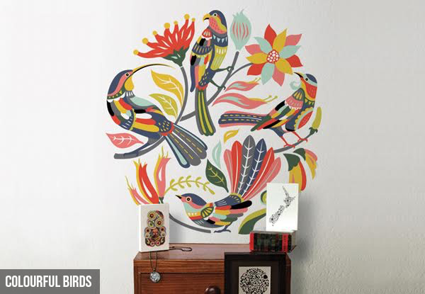 Colourful Birds Large Wall Decal - Option for Colourful Fantail Decal or Both