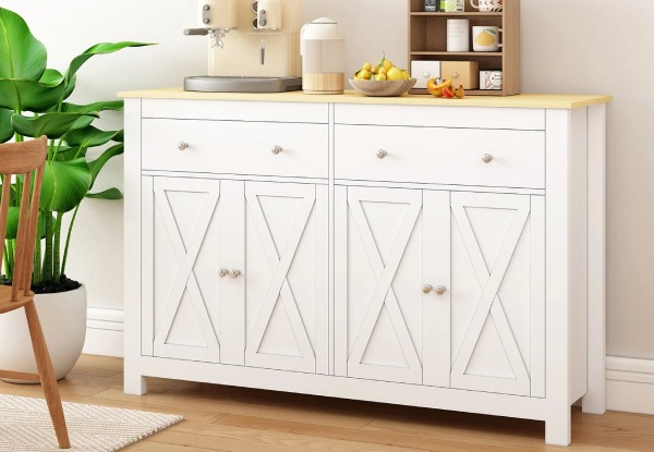 Two-Drawer Sideboard Buffet Cabinet with Four-Doors