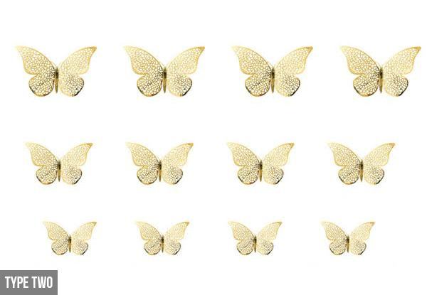 24-Pack of 3D Butterfly Wall Stickers