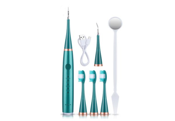 Sonic Dental Plaque Remover & Toothbrush Heads Kit - Three Colours Available