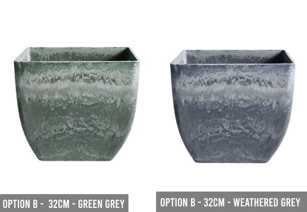 Resin Flower Pot - Two Sizes, Four Styles & Four Colours Available