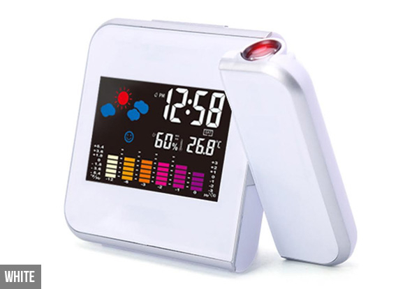 Alarm Clock Projector with Weather Display - Option for Two & Two Colours Available with Free Delivery