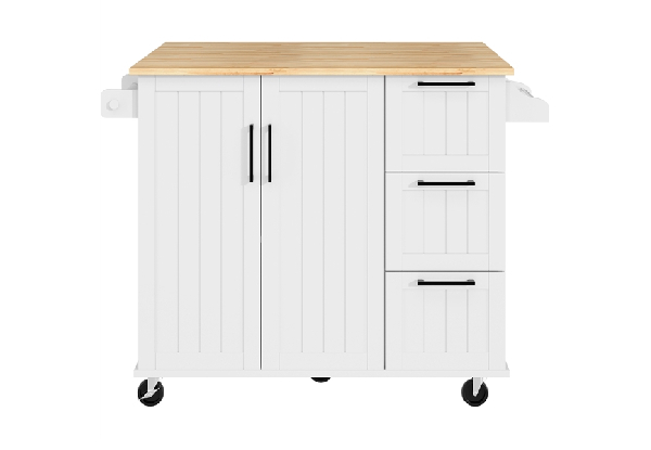 Kitchen Cart Island with Wood Top - Available in Two Colours