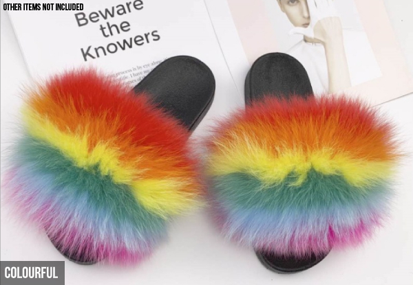 Faux Fur Slipper Slides - Six Colours & Five Sizes Available with Free Delivery