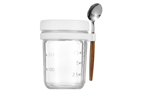Overnight Oats 350ml Cup with Lid & Spoon - Available in Four Colours & Option for Two-Pack
