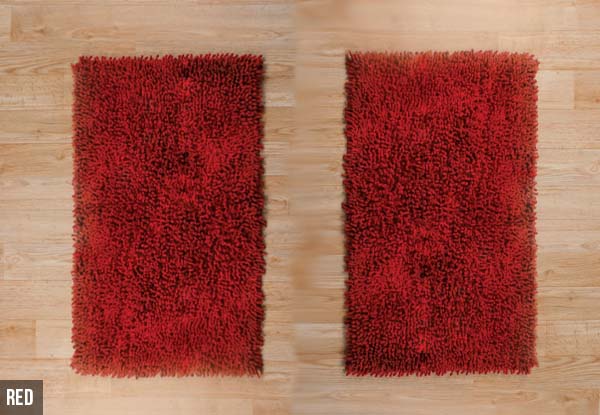 Two-Pack Elements 100% Cotton Shaggy Bathmats - Nine Colours Available