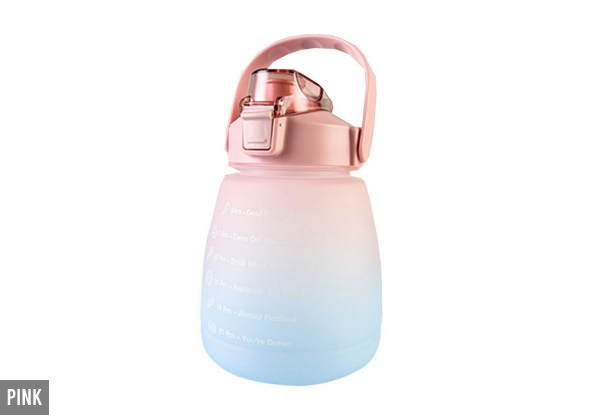 1.2L Water Bottle with Time Markings - Available in Four Colours and Option for Two-Piece