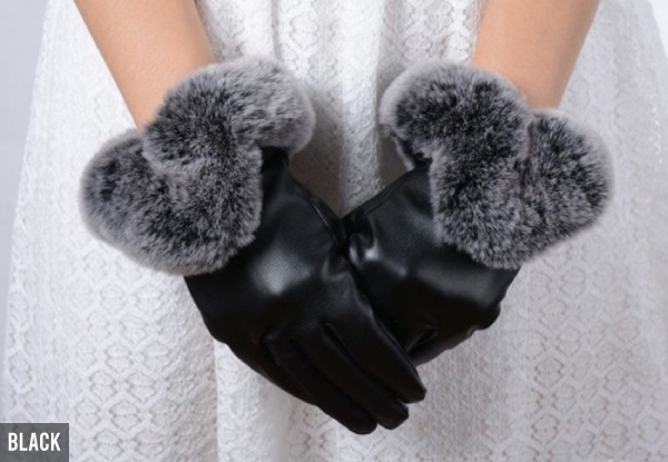 Touch Screen Fur Trim Gloves - Option for Two & Three Colours Available with Free Delivery