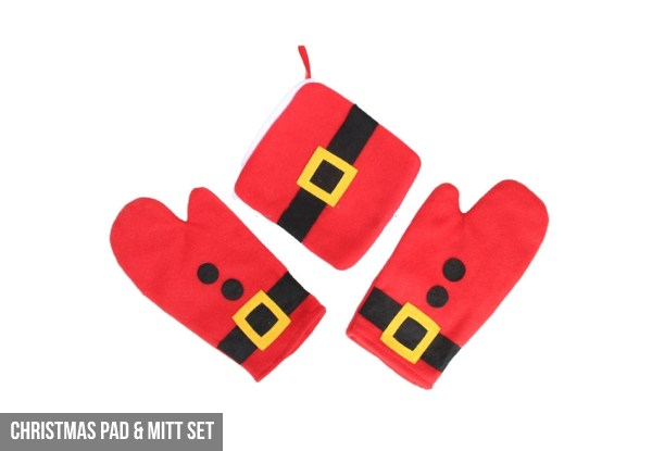 Christmas Oven Mitt & Pad Set - Option for Two Oven Mitts