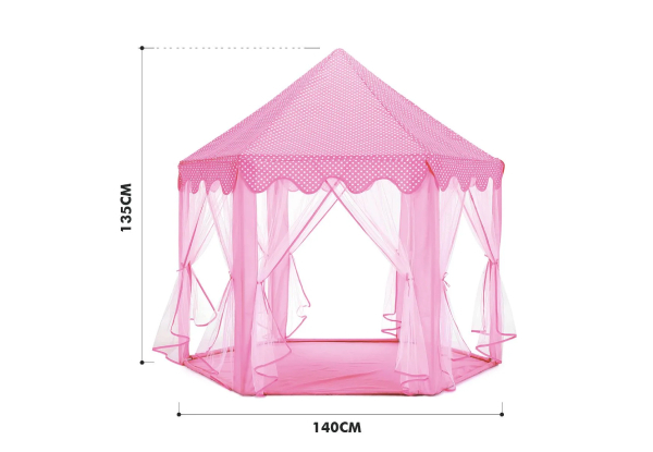 Kids Princess Castle Hexagonal Play Tent - Two Colours Available