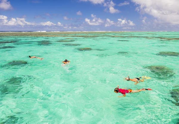 Rarotonga Glass Bottom Boat Snorkelling Lagoon Cruise for One Incl. a Fresh Fish BBQ & Snorkelling Gear