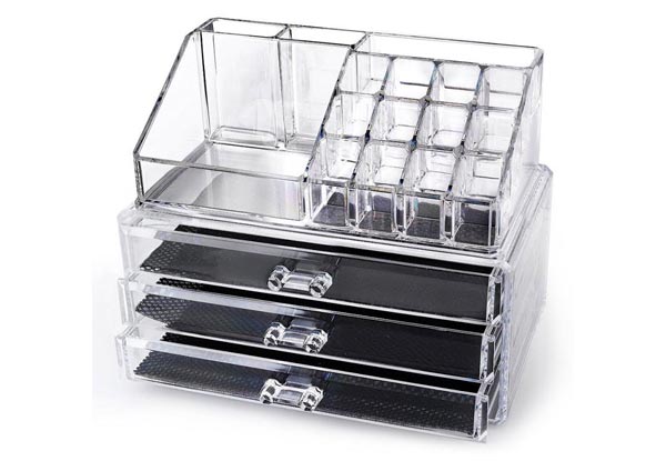 Clear Acrylic Three-Drawer Makeup Organizer