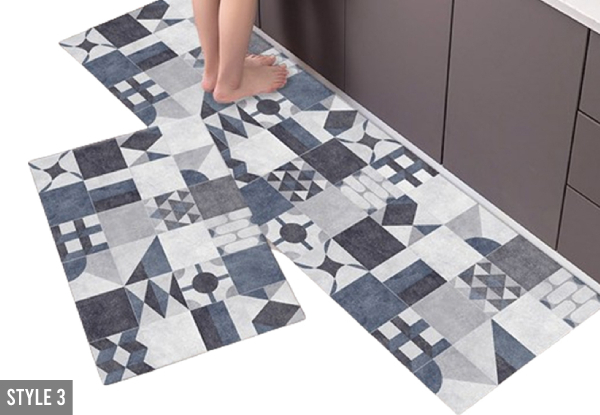 Two-Piece Non-Slip Kitchen Floor Mat Set - Five Styles Available