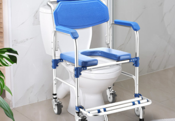 Three-in-One Commode Mobile Shower Chair Toilet Seat