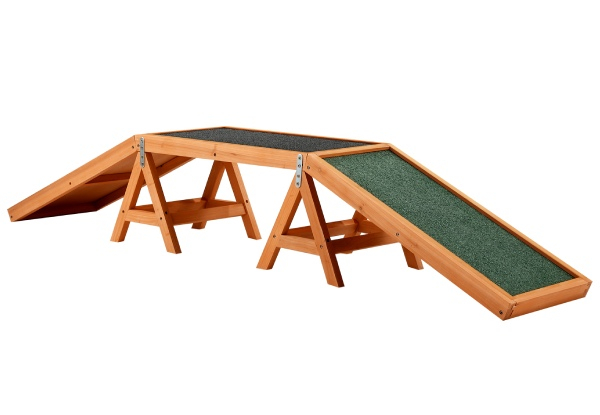 Petscene Wooden Arch Bridge Agility Ramp Obstacle Toy for Pets