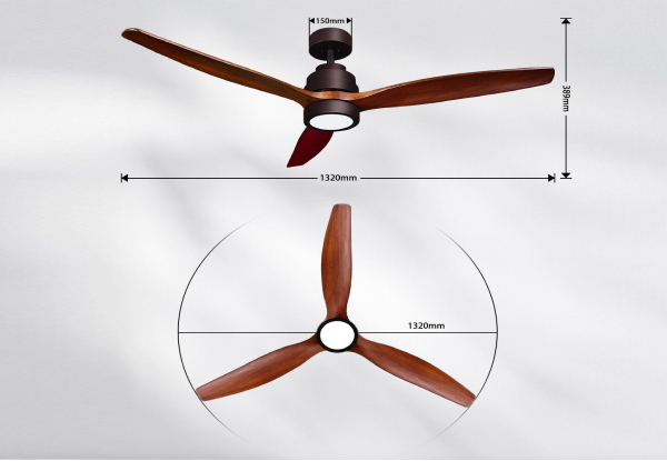 52-Inch Ceiling Cooling Fan with LED Lights - Two Colours Available