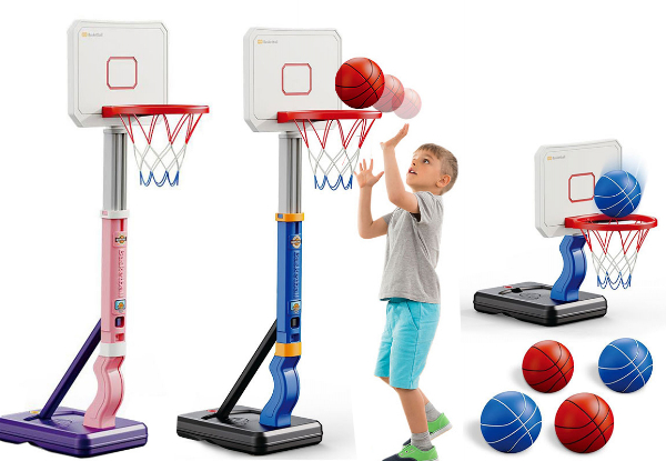 Kids Portable & Adjustable Basketball Hoop - Two Colours Available