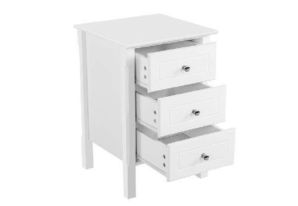 Pair of Three-Drawer Bedside Table - Available in Two Colours