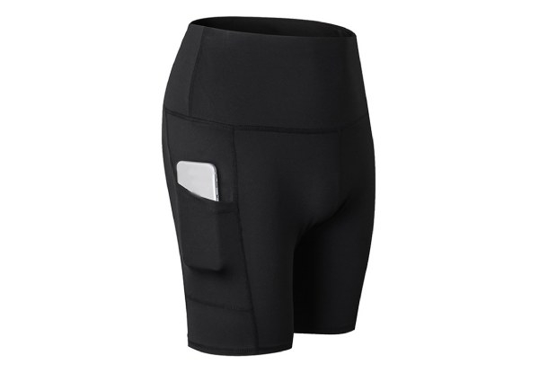 Women High Waist Compression Quick Dry Gym Shorts with Pockets - Five Sizes Available