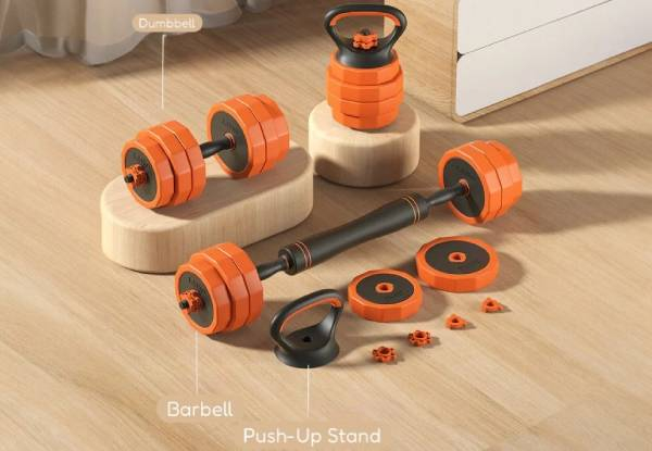 Adjustable Dumbbell Set with Connecting Rod & Kettlebell Handle - Option for 10kg, 15kg, 20kg or 30kg