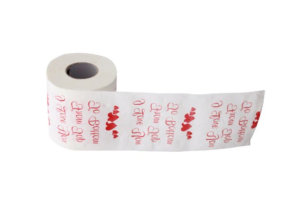 Two-Pack of 'I Love You from the Bottom to the Top' Novelty Toilet Paper - Option for Five-Pack with Free Delivery