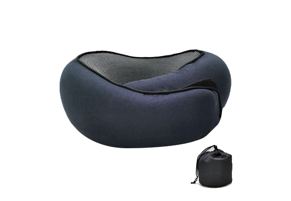 Adjustable Travel Memory Foam Neck Pillow - Available in Three Colours & Option for Two-Pack