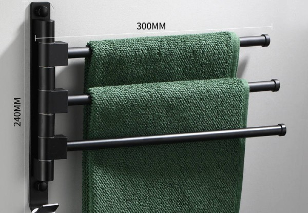 Three-Arm Wall Mounted Aluminium Swivel Towel Rail Rack