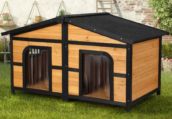 Petscene Wooden Dog House with Two Doors