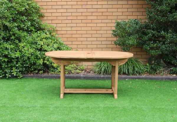 Bali Solid Teak Oval Extension Dining Table