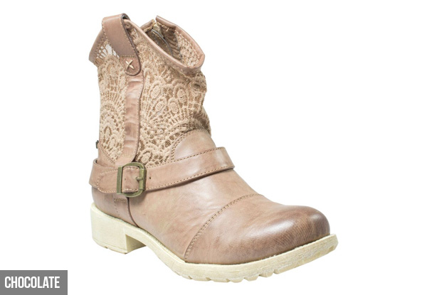 Women’s Short Lace Designer Boot with Low Block Heel - Three Colours Available