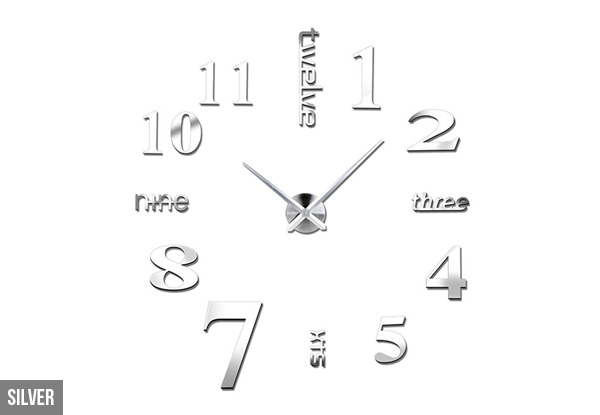 Large Modern Frameless Wall Clock - Three Colours Available