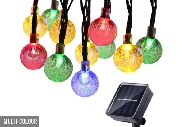 LED Crystal Ball 5m Solar-Powered String Lights - Two Colours Available & Option for 10m