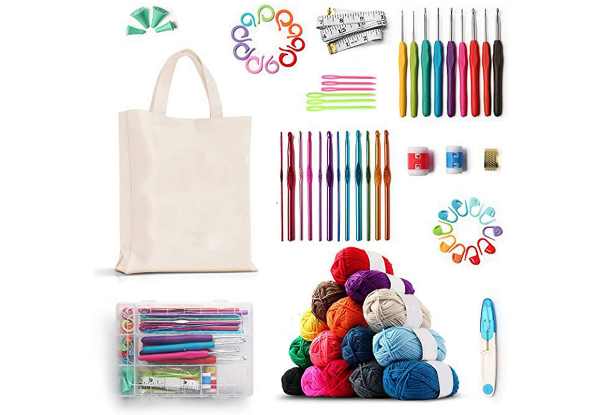 73-Piece Yarn Balls & Tote Bag Crochet Kit