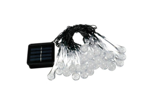 Solar-Powered Raindrop String Lights
