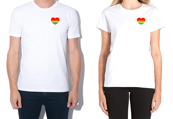 Rainbow Heart Pride T-Shirt - Four Sizes Available with Free Delivery
