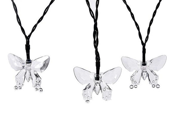 20 LED Solar-Powered Butterfly String Lights - Three Colours Available