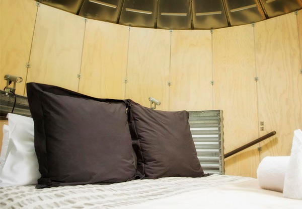 One-Night Banks Peninsula Weeknight Getaway in a Unique One-Bedroom Silo for Two People incl. Bike Hire, WiFi & Late Checkout - Sunday to Thursday Only