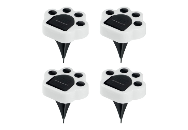 Four-Pack Solar Paw-Shaped Garden Light